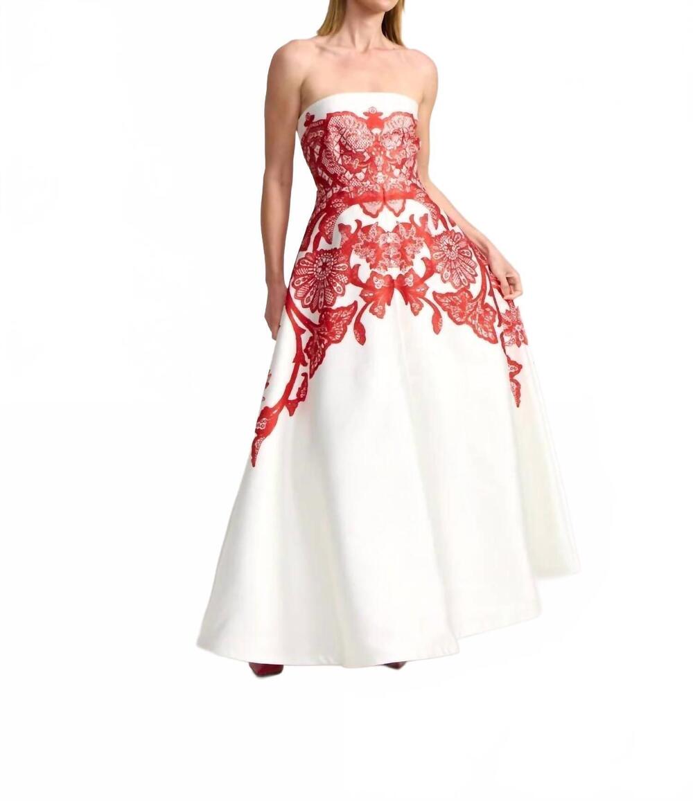 NEW ASTON STUDIO audrey strapless gown in ruby antique